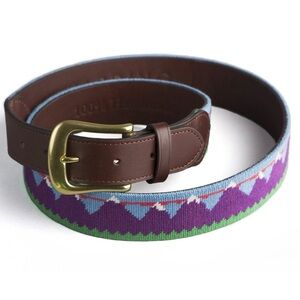 Harding Lane Men’s Mountain Range Needlepoint Belt Size 36 SOLD OUT ONLINE